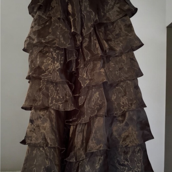 truth nyc long ruffle tulle black Tiered open front Skirt sheer size small - Picture 4 of 4